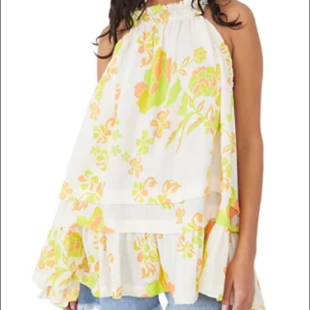 Fleur Printed Tunic Top Retro Combo
